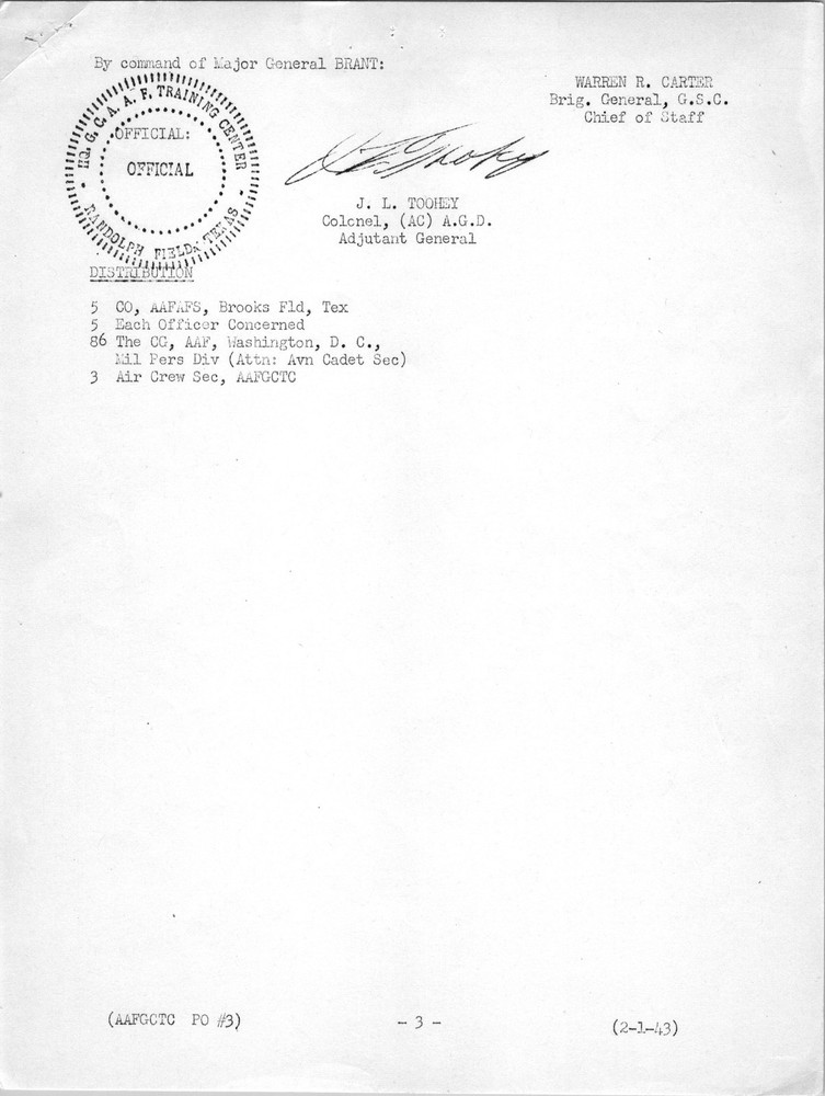 US AAForce Misc. Orders, Intelligence Needs, Randolph Field TX, Fort Bragg NC