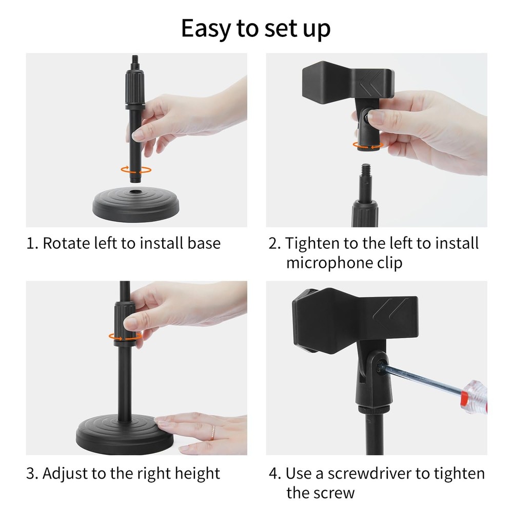 Desk Mic Stand - Upgraded Adjustable Table Microphone with M, Black