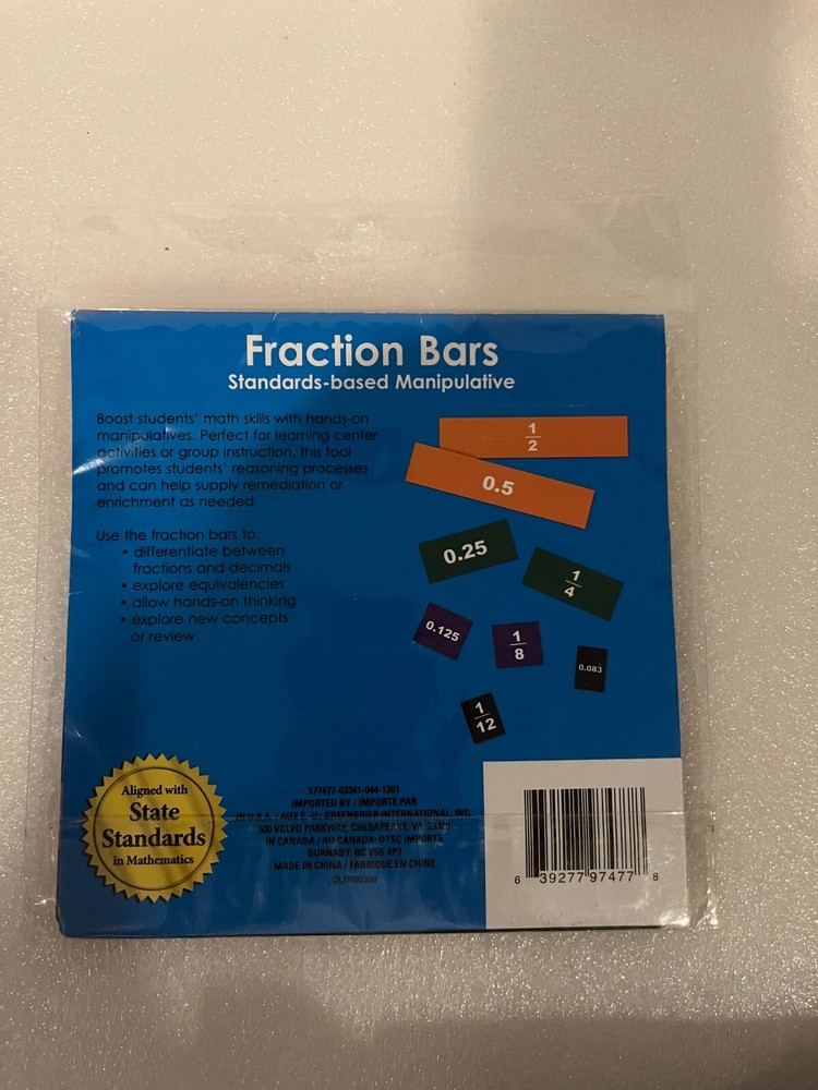 Teaching Tree Fraction Bars Standards-Based Manipulative