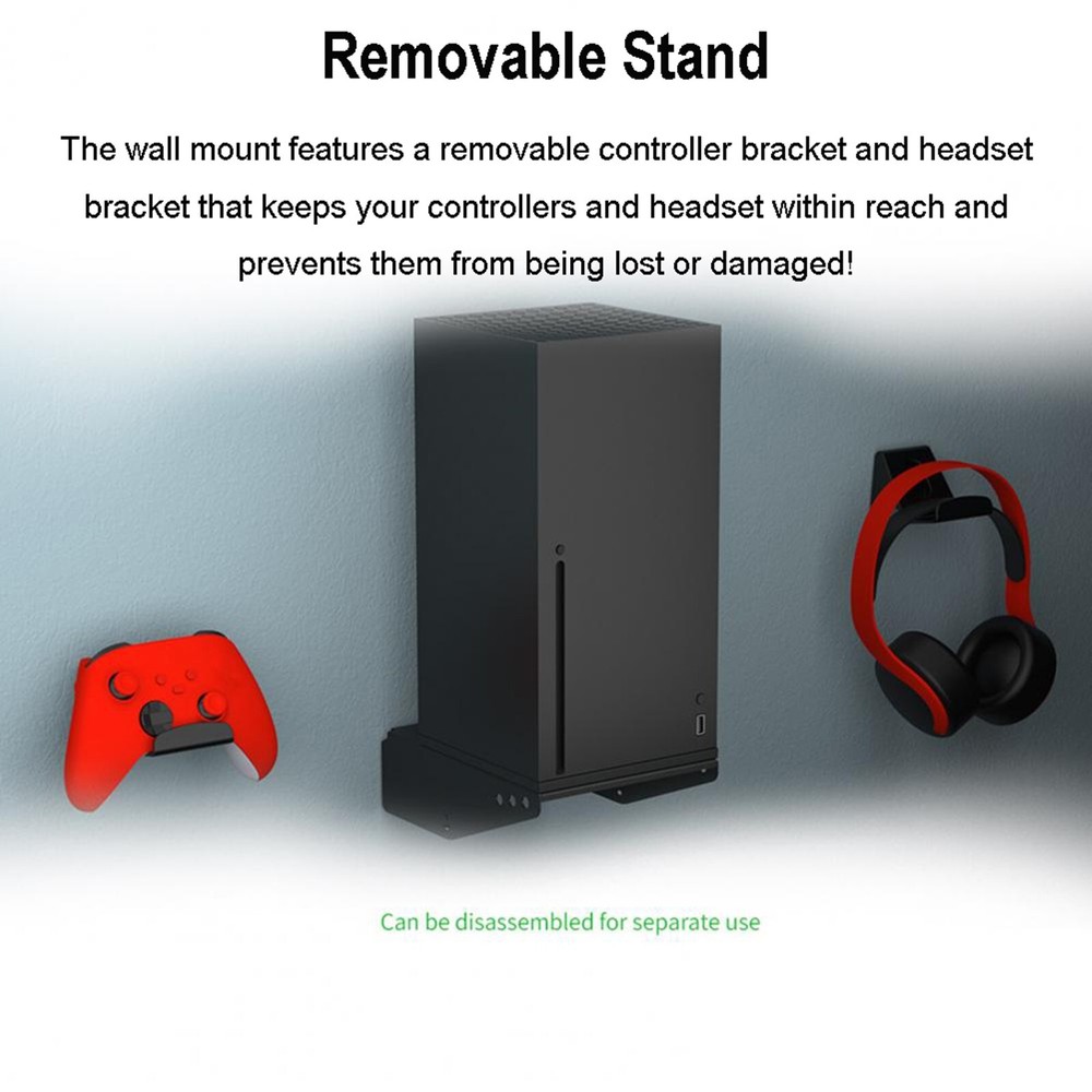 Rotatable Wall Mount for Xbox Series X - 2 Controller Holder & Headphone Hook