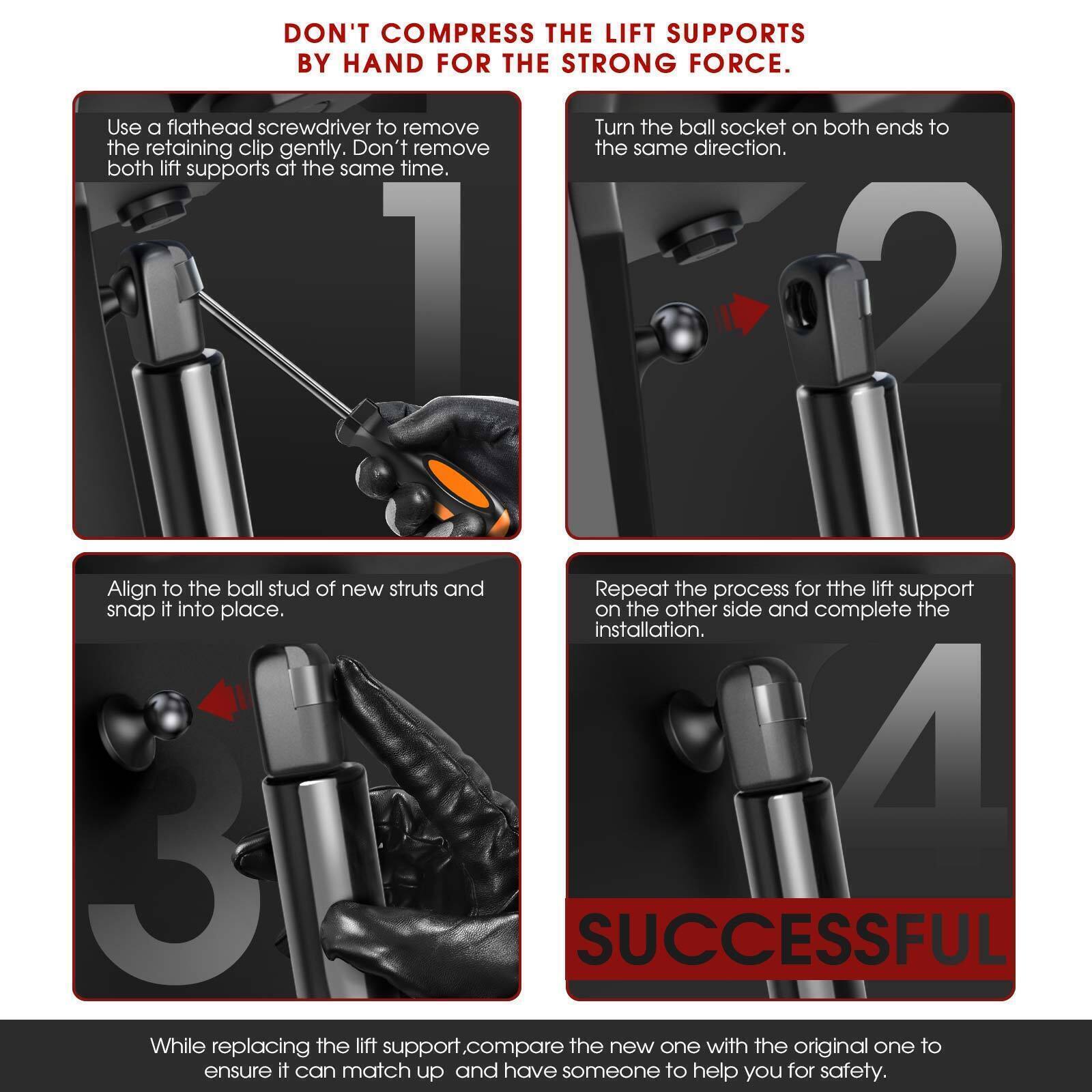 2x Front Left & Right Hood Lift Support Shock Strut for Nissan Murano 2015-2022