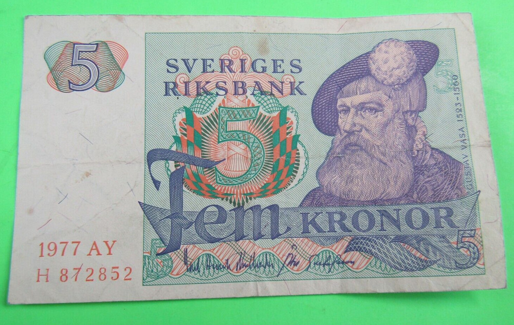 SWEDEN, 5 KRONOR, P#51, 1977