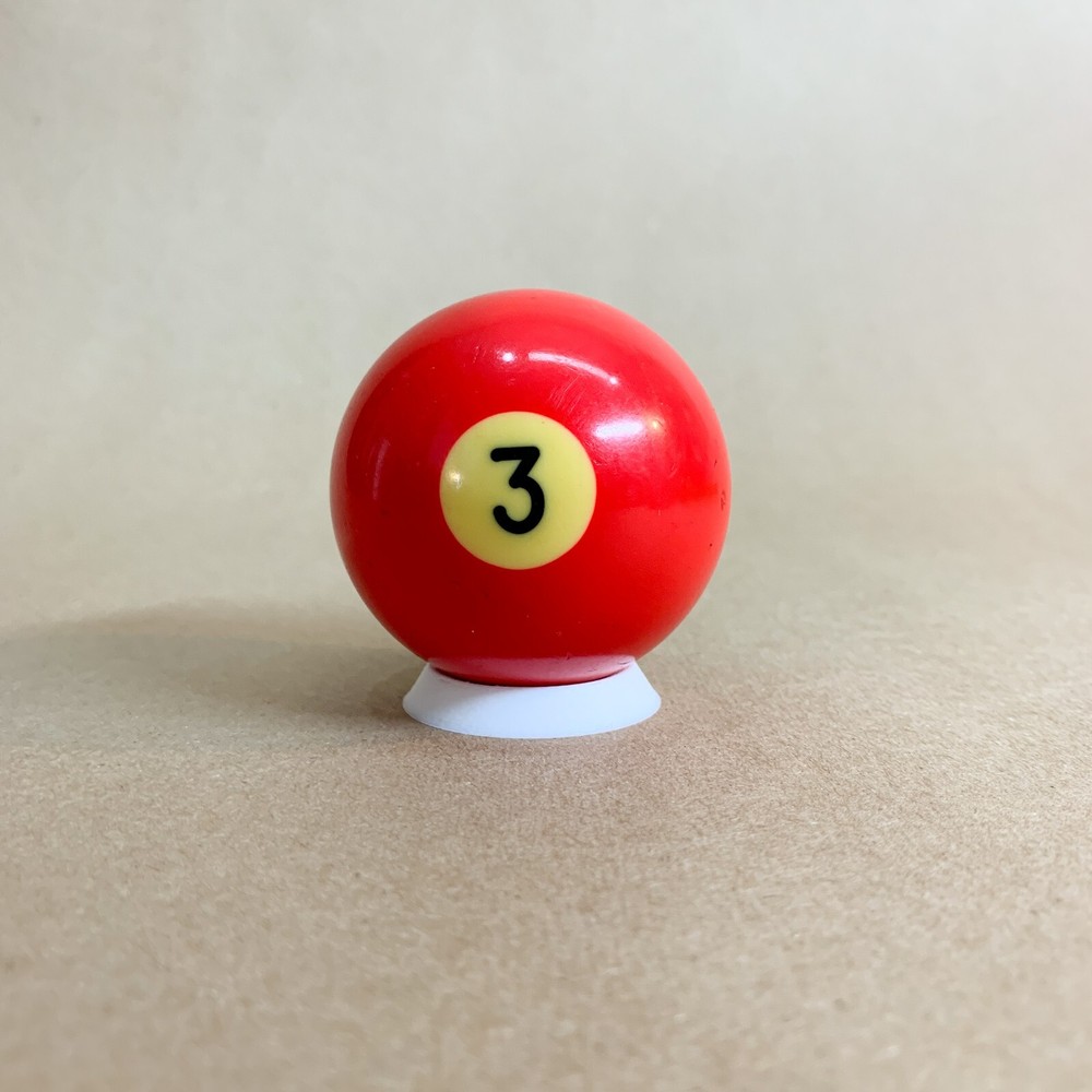 Vintage Bakelite Billiard #3 Solid Red Pool Ball with Display Stand