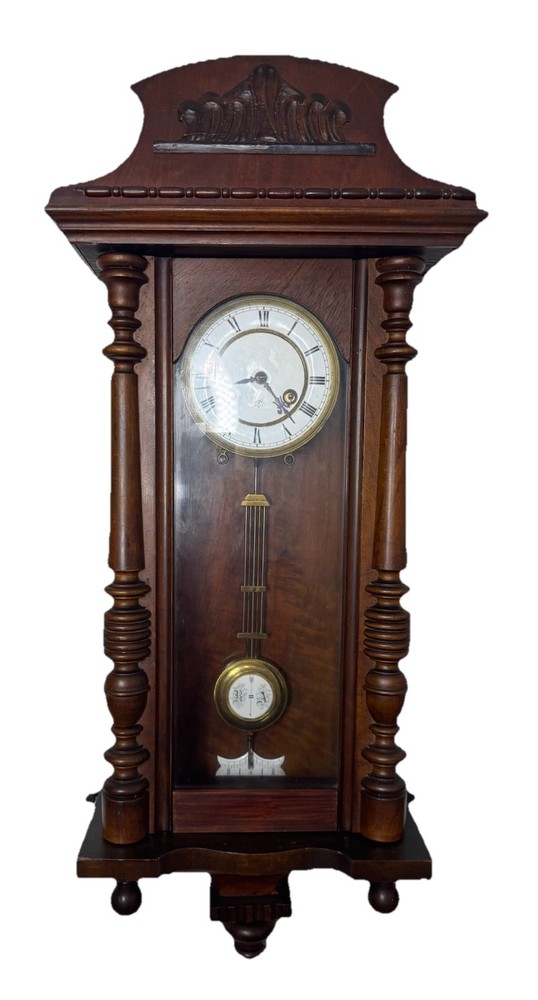 Antique Junghans Vienna Regulator Wall Clock wit Key And Pendulum Fully Serviced