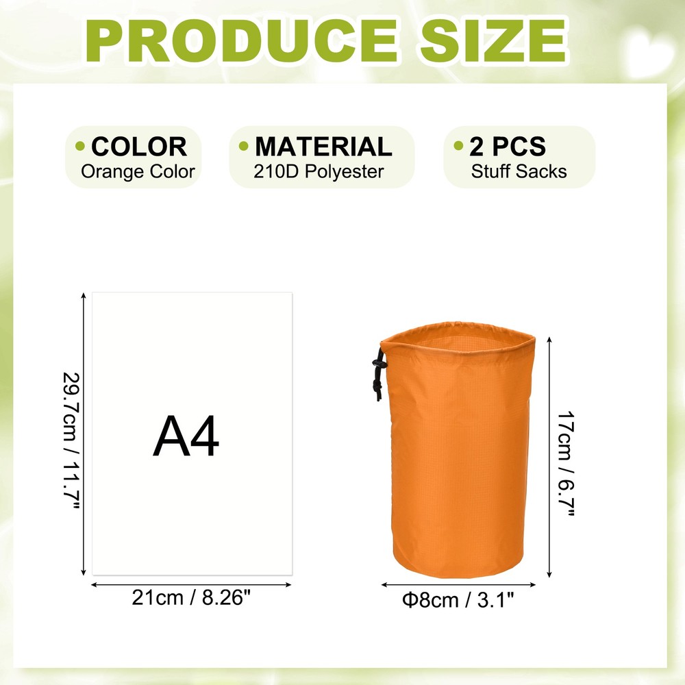 Drawstring Bag, Storage Bags, 3x7" & 2Pcs & Orange