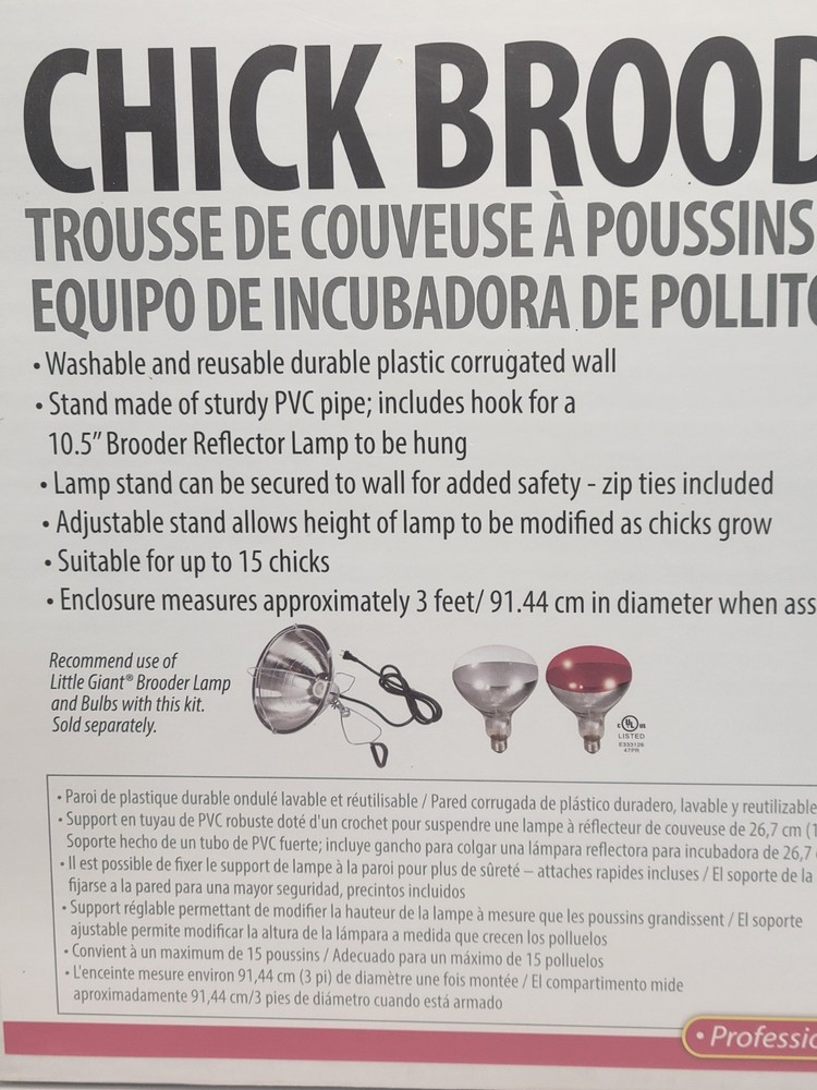 Little Giant Chick Brooder Kit-Home Brooder Box/Backyard Chickens Lamp not inc.