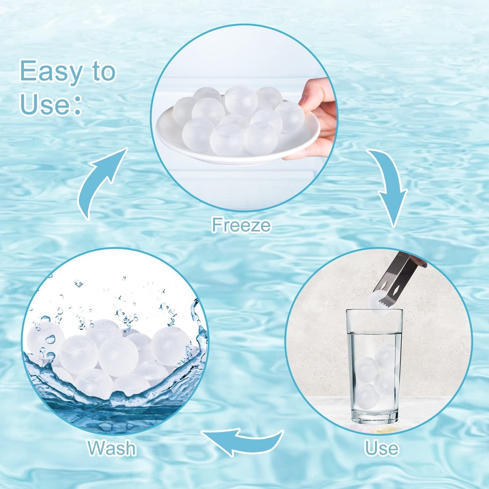 100 Pack Reusable Ice Cube for Drinks, Clear Round 100 Pack, Transparent