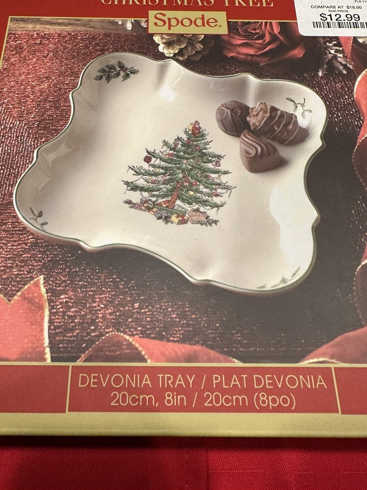 SPODE CHRISTMAS TREE DEVONIA TRAY , CANDY/COOKIE PLATE