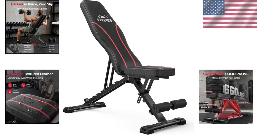 Adjustable Utility Weight Bench - Compact & Foldable for Full Body Workouts