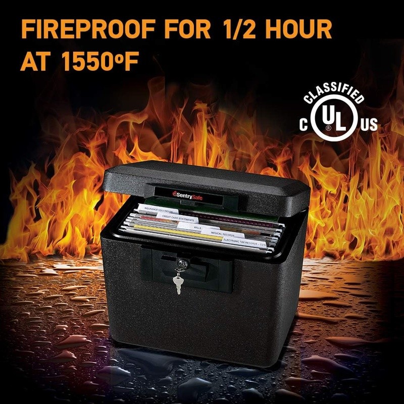 Fireproof Lock Box Documents & Valuables Secure File Storage W/ Key Lock New