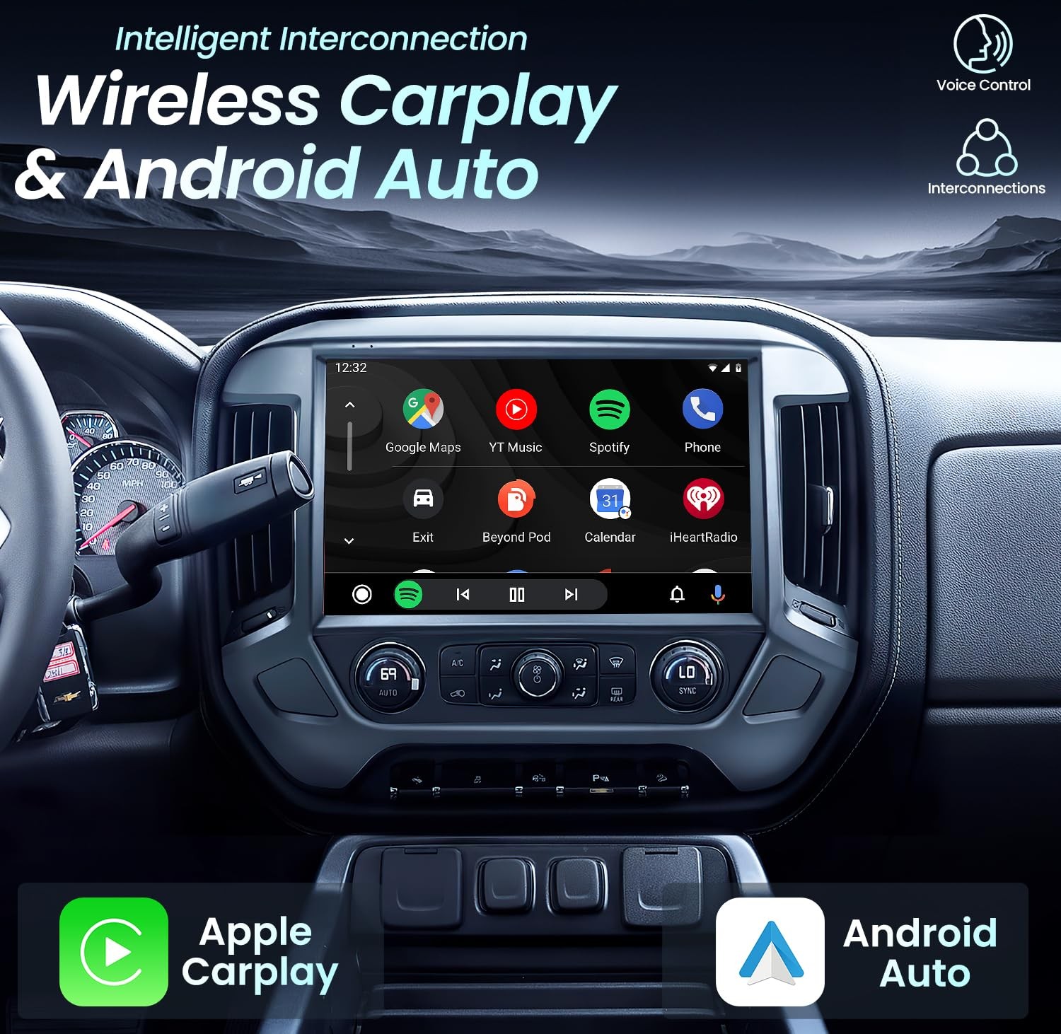 13.1'' 4+64G Android 13 Stereo Radio for Chevy Silverado 2014-18 w/Apple Carplay