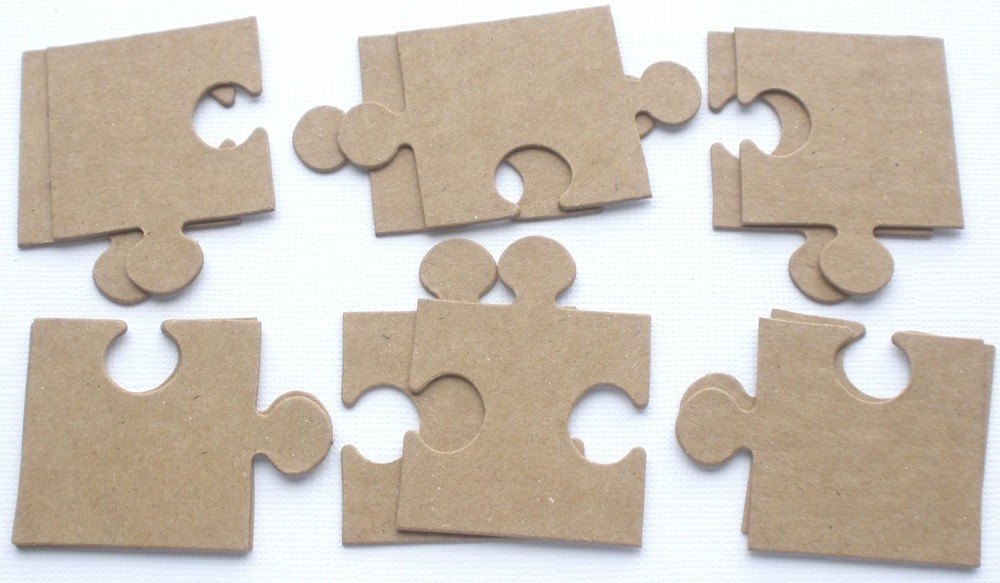 {4} *PUZZLES* Small Puzzle Pieces Bare Chipboard Die Cuts