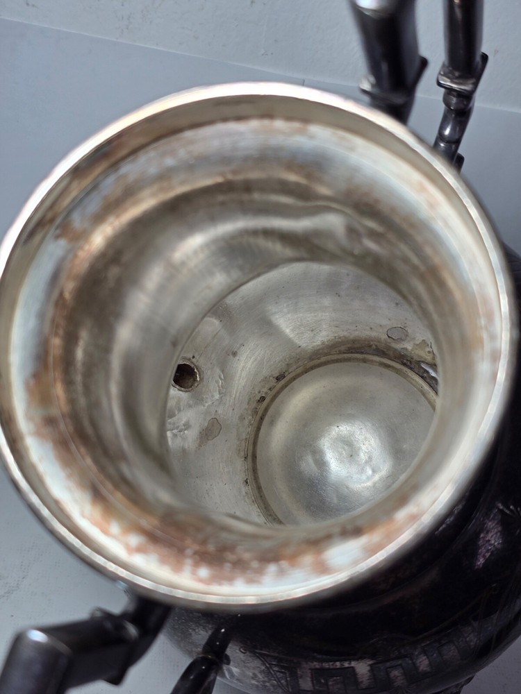 Exceptional Silverplate Coffee Server with Standing Figural Lion Top