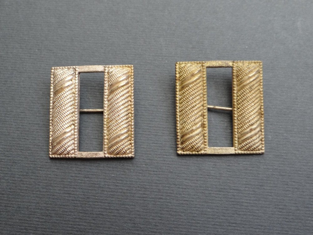 Original WW1 US Army Captain Bars Full Size Solid Back Sterling Silver