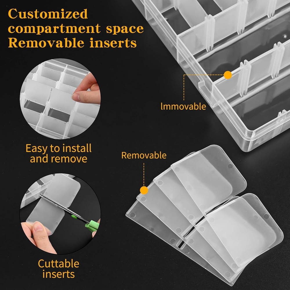 3 Pcs 36 Large Grids Clear Plastic Organizer Compact, Clear-3pack-108