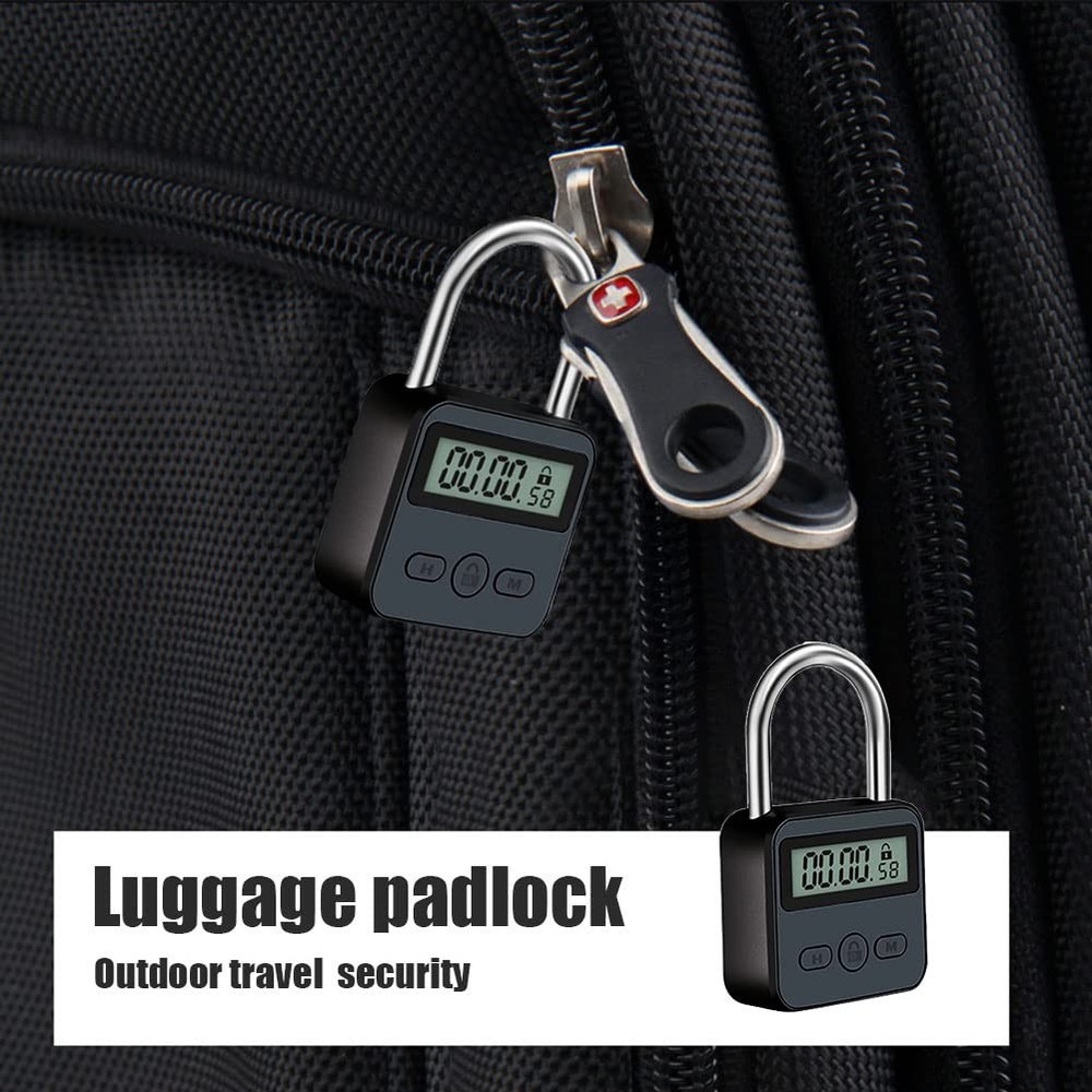 Metal Timer Lock - 99 Hours Max Timing, USB Rechargeable Timer Padlock with L...