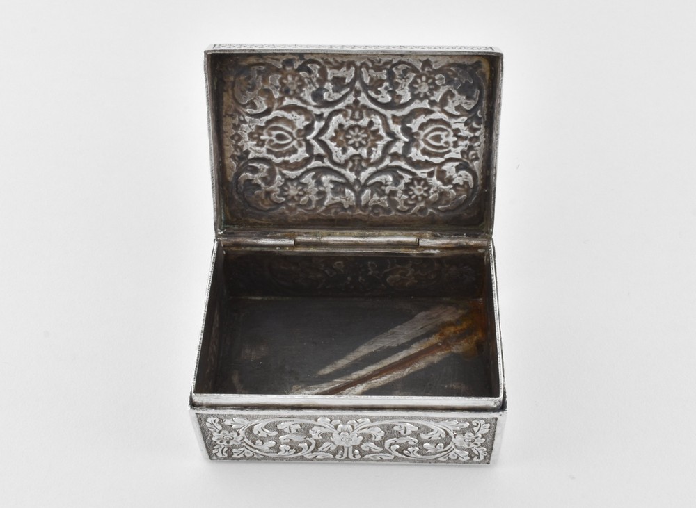 Antique Anglo Indian Solid Silver Hinged Box, Kashmir, c1900