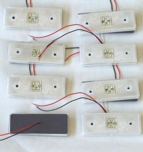 8 X Marker White Front Led Light Trailer Panel Van Reflector Caravan 12v E mark