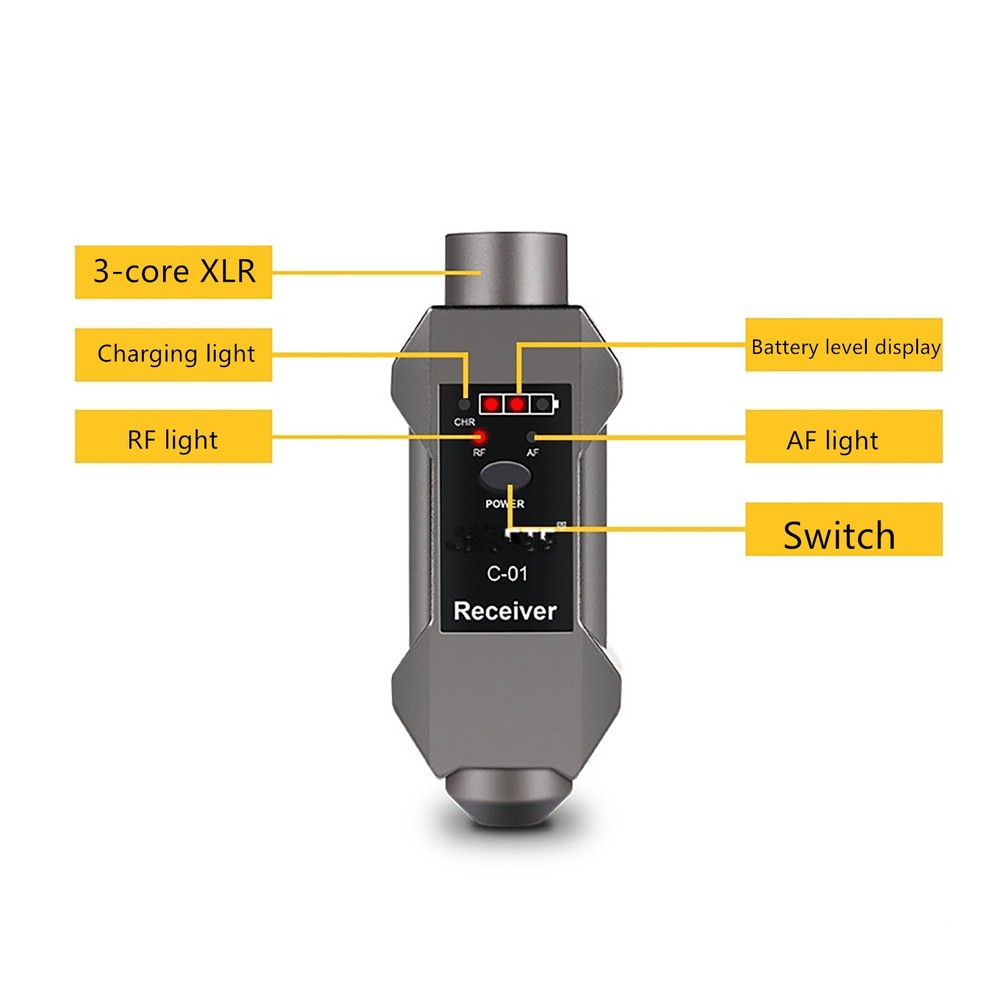 Rechargeable Plug-on Microphone Wireless System Transmitter&Receiver&XLR Adapter
