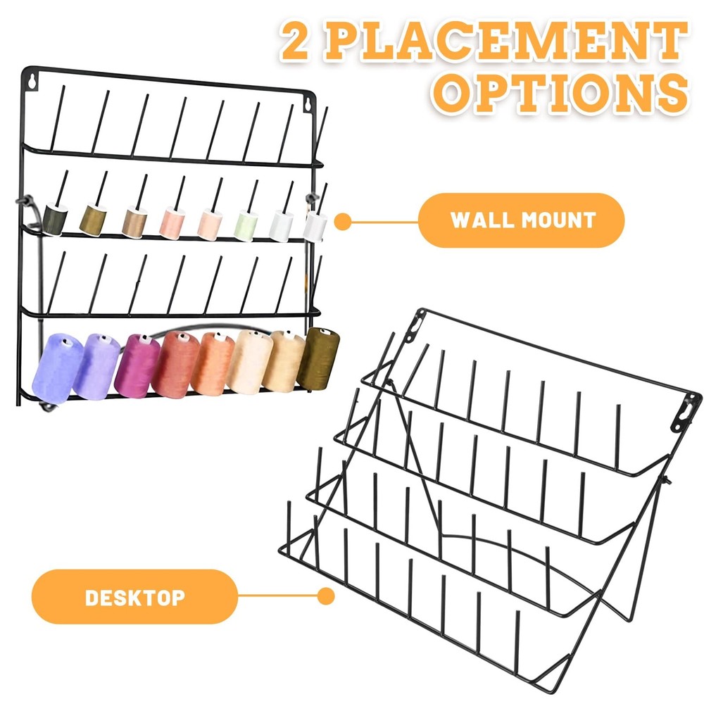 Sewing Embroidery Thread Rack 2 PCS 32 Spool Metal Wall Mounted Organizer Tools