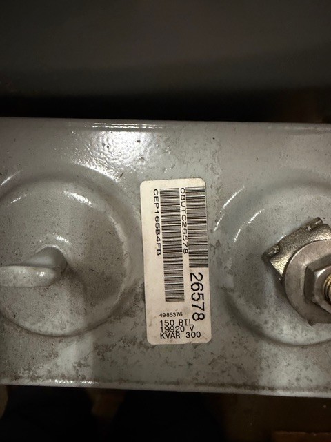 COOPER CAPACITOR 300 kVAR, 19920V, 150 BIL, NON-PCB, 1 BUSHING, 1PH, CEP165B4FB