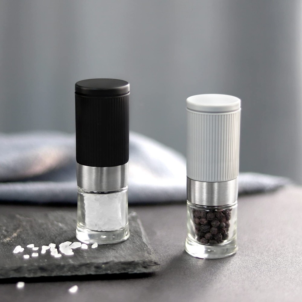 Mini Salt and Pepper Grinder Set, Small Tiny Adjustable Coarseness Ceramic Sa...