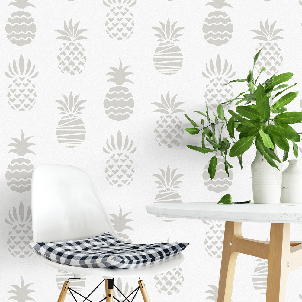 Styled Pineapple Pattern Wall Stencil - Durable & Reusable Mylar Stencils