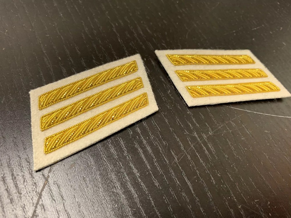 CSA Gold Embroidered Captains Bars - BUFF Background Pair - NEW
