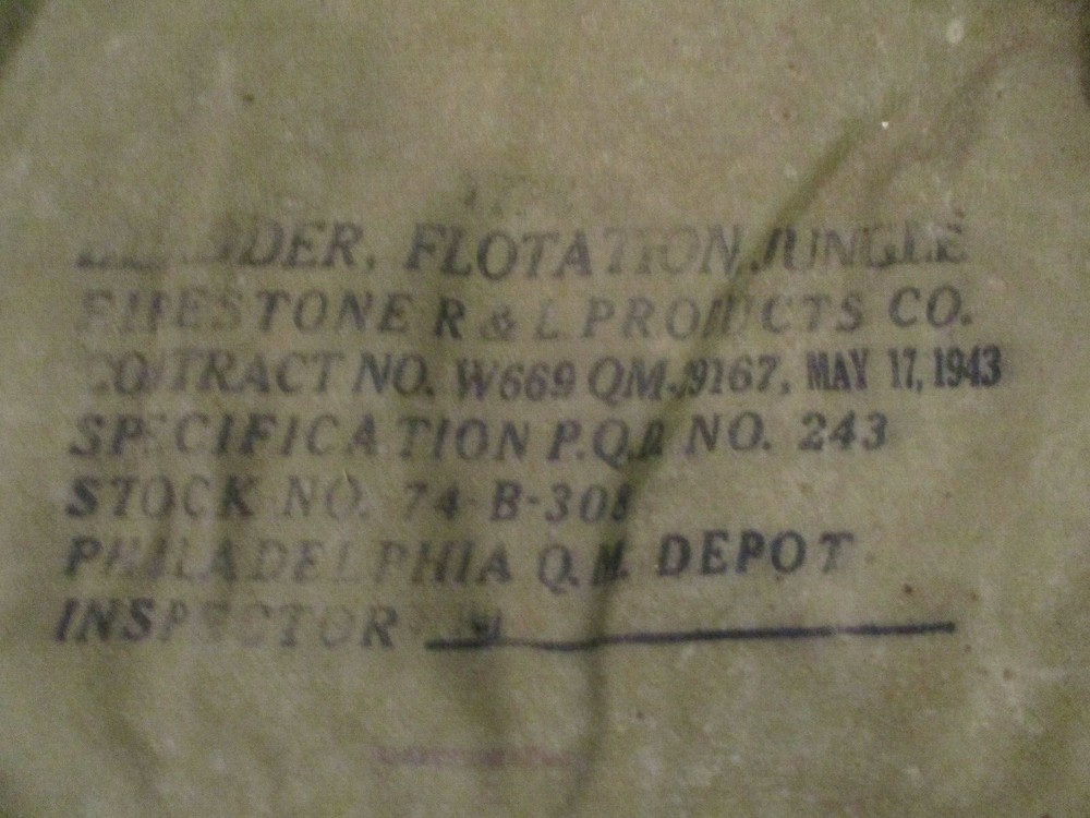 WWII USMC Marine Corps Inflatable Flotation Bladder w/Inflation Tube Dtd 1943 #2