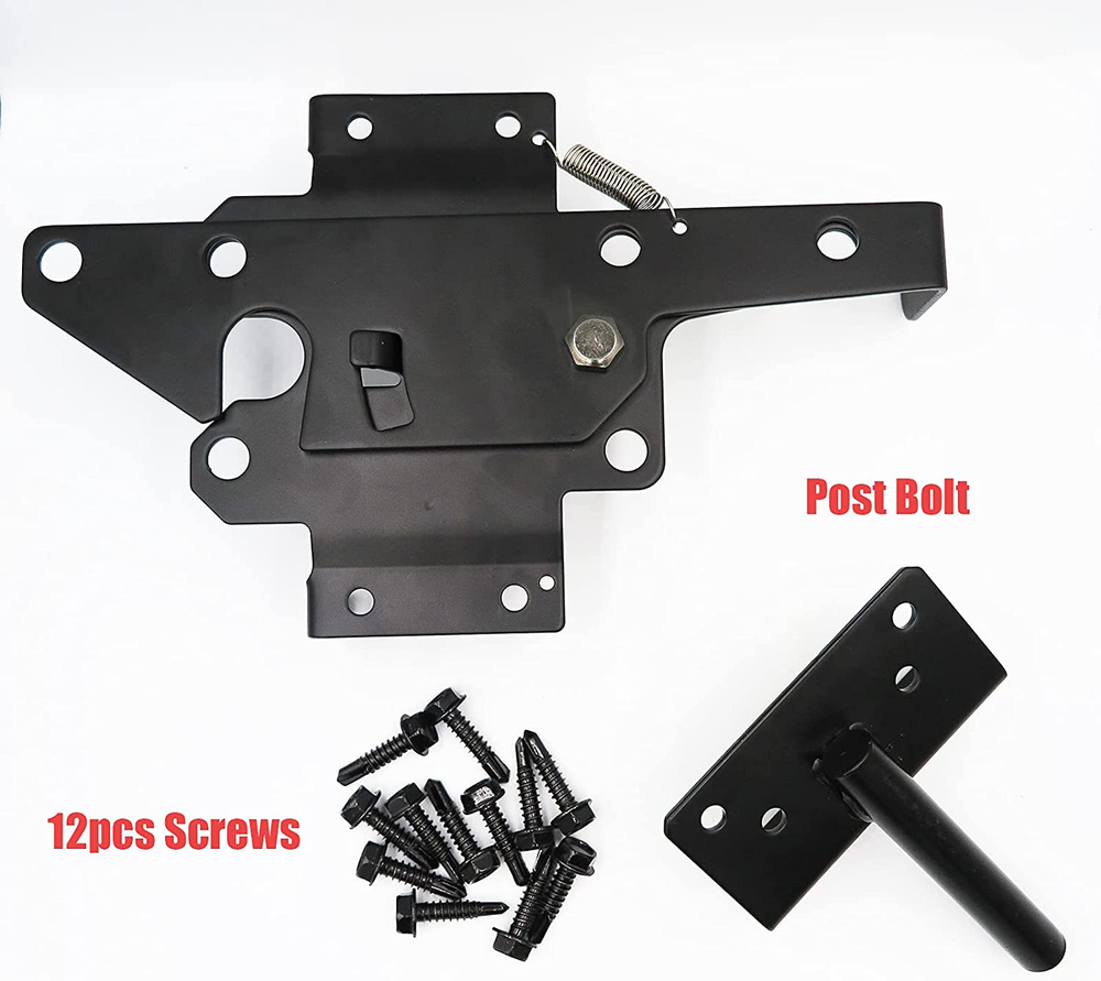 Gate Latch - Heavy Duty Self-Locking - Black Finish - Post Mount by LAJIAOZ