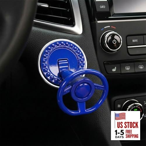Car Joystick Push Start Button Cover, Cool Metal Auto Engine Start Stop Blue
