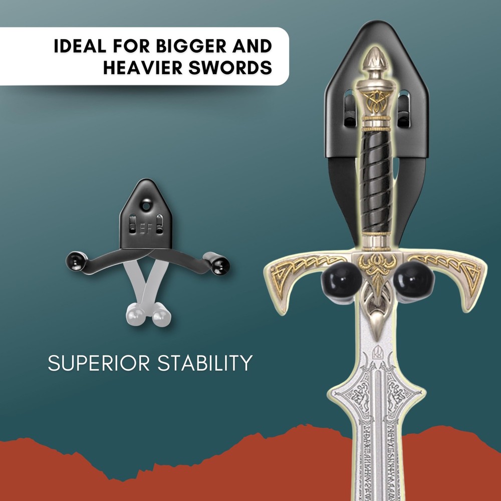2x Vertical Sword Mount - Dagger Display Wall Hanger - Adjustable Multifuncti...