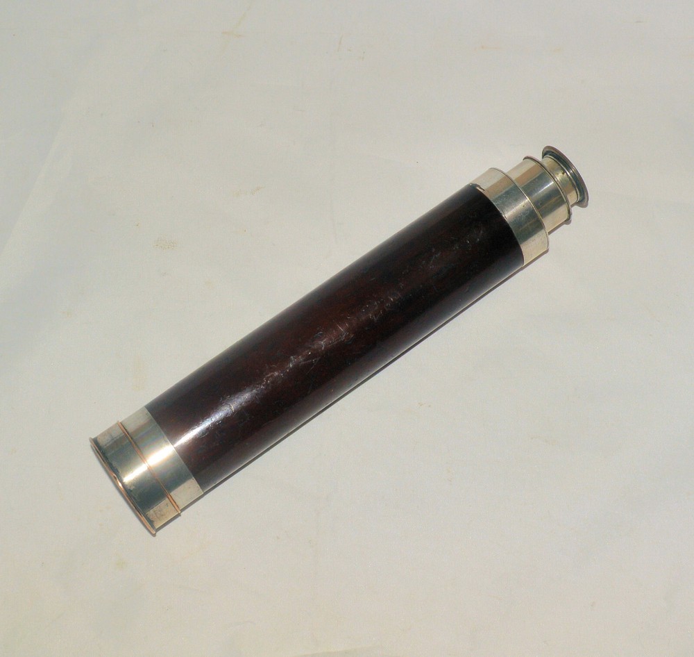 Three draw silver plate telescope – Adams.