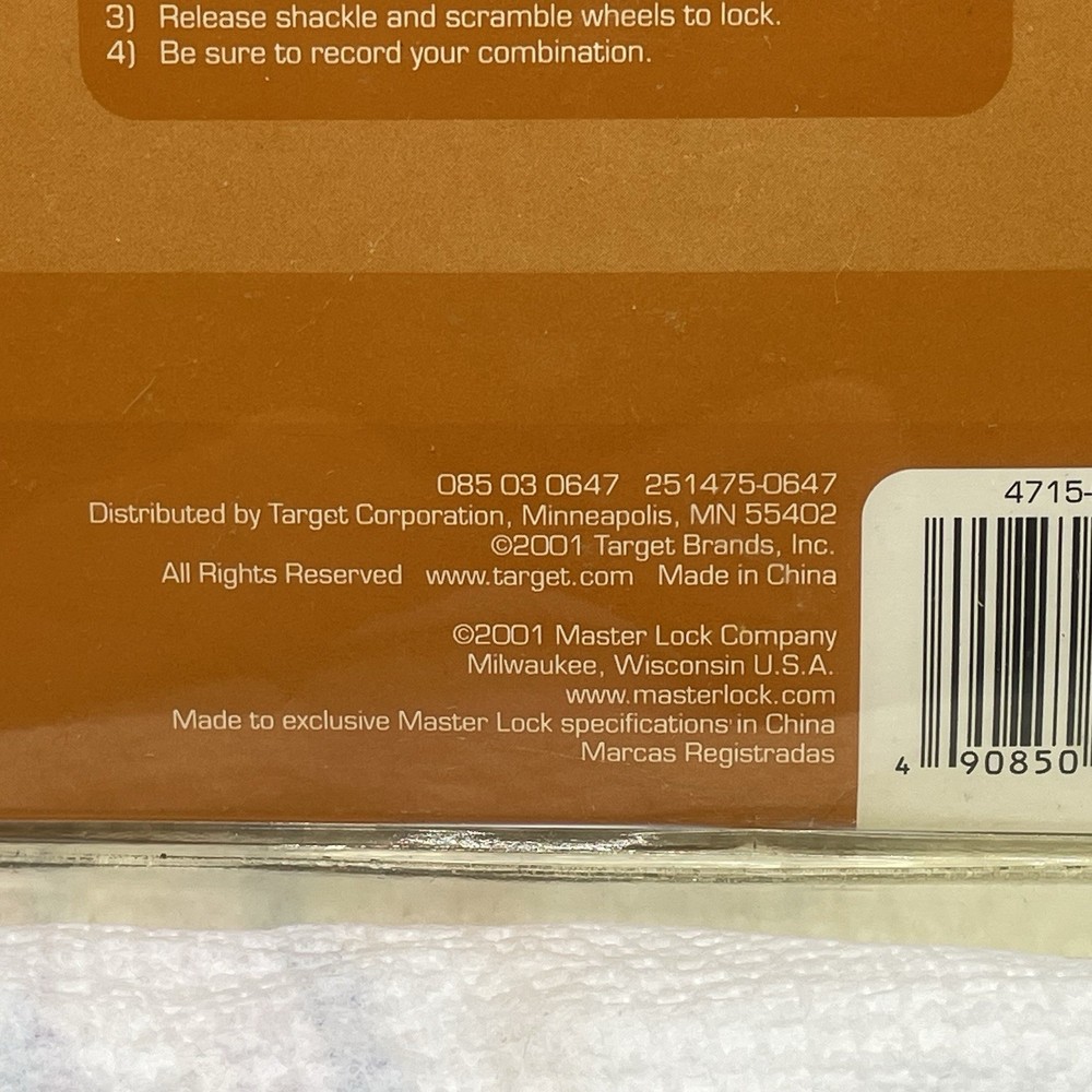 2001 Target Master Lock Padlock 2-Pack Standard Combination Lock & Backpack Lock