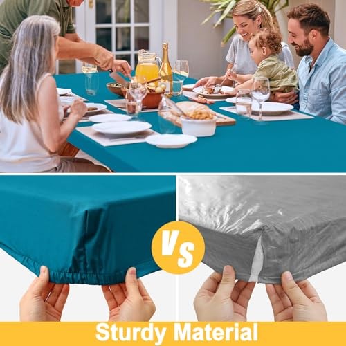 Rectangle Table Cloth, Waterproof Elastic Fitted 60" x 30" (Rectangular) Teal