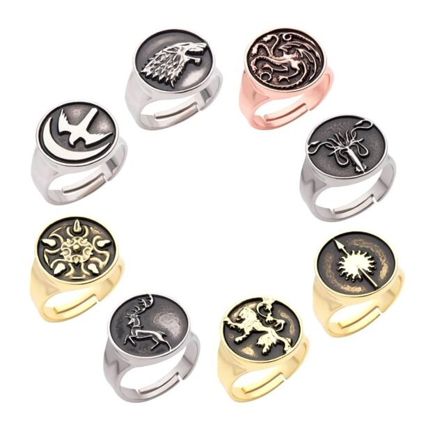 GAME OF THRONES "HOUSES RING SET" 8 ring set NEW