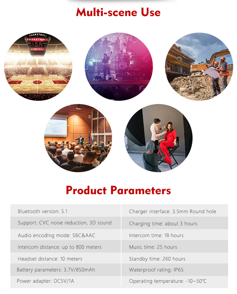 Referee Communication Headset Motorcycle Bluetooth Intercom Interphone V6C