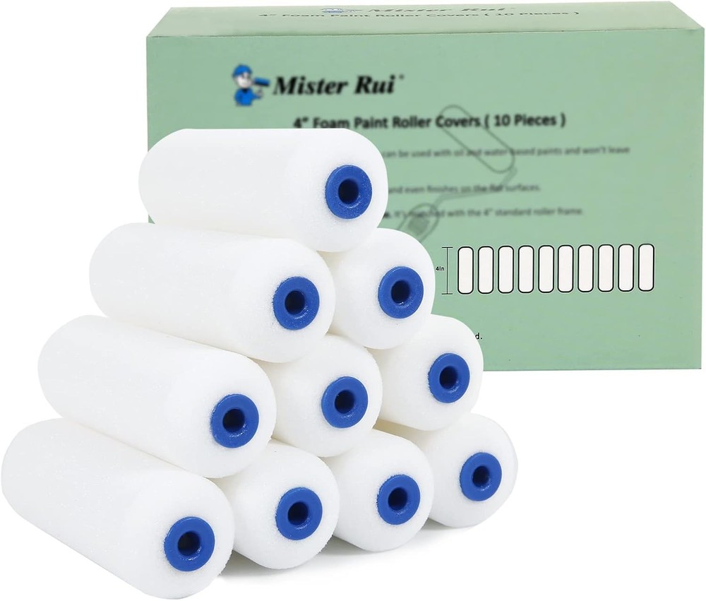 Foam Paint Rollers, 10 Pack 4 Inch Paint Rollers, Mini Paint Roller, High Absorp