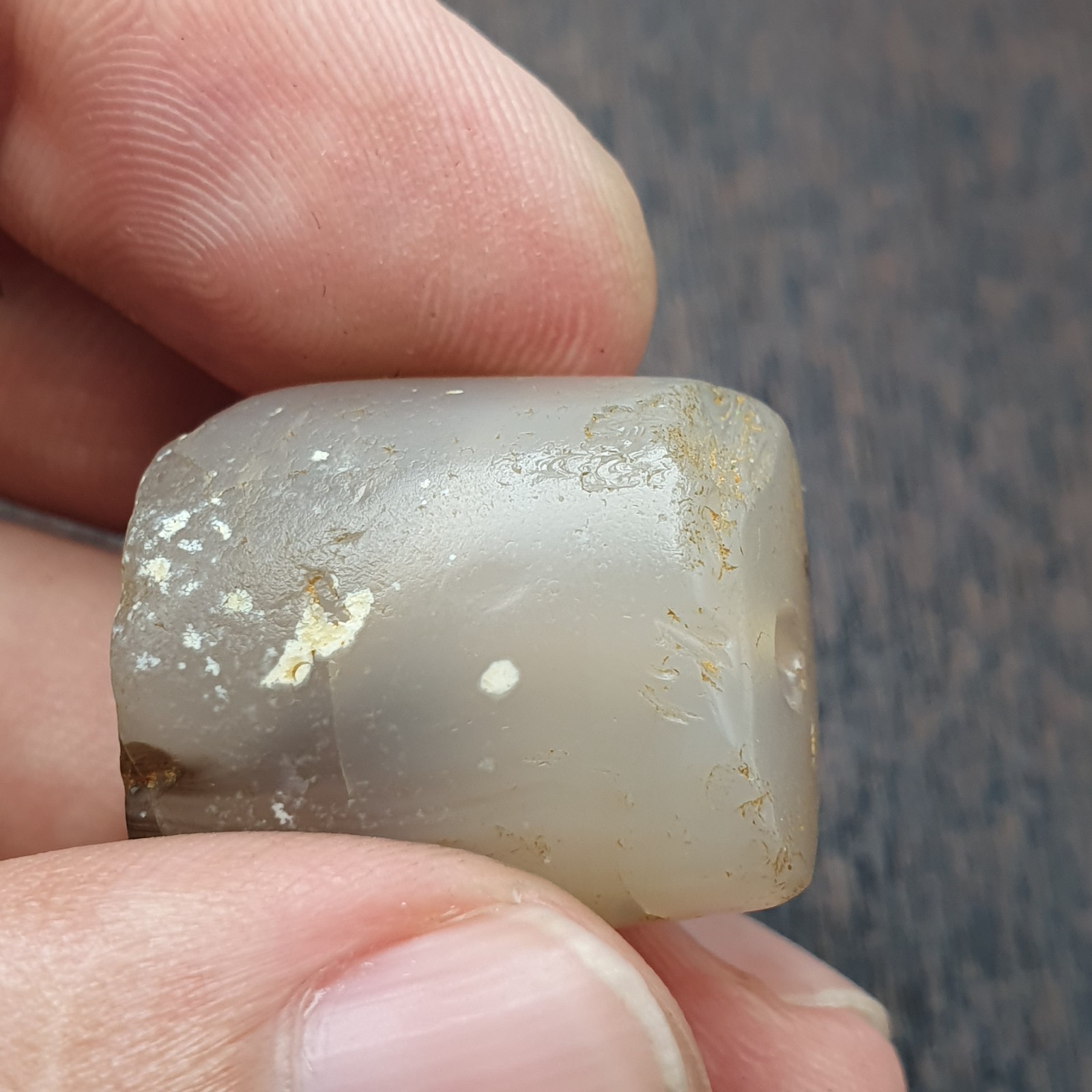 Ancient Antique Himalayan Tibetan Banded Ntural pattern Agate Bead Amulet