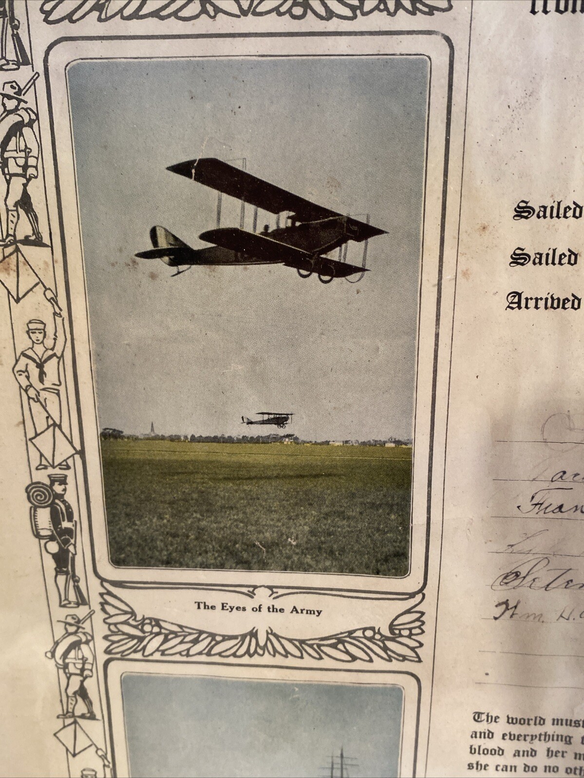 ANTIQUE FRAMED ROLL OF HONOR SERVICE IN THE WORLD WAR 1918 Military Photos