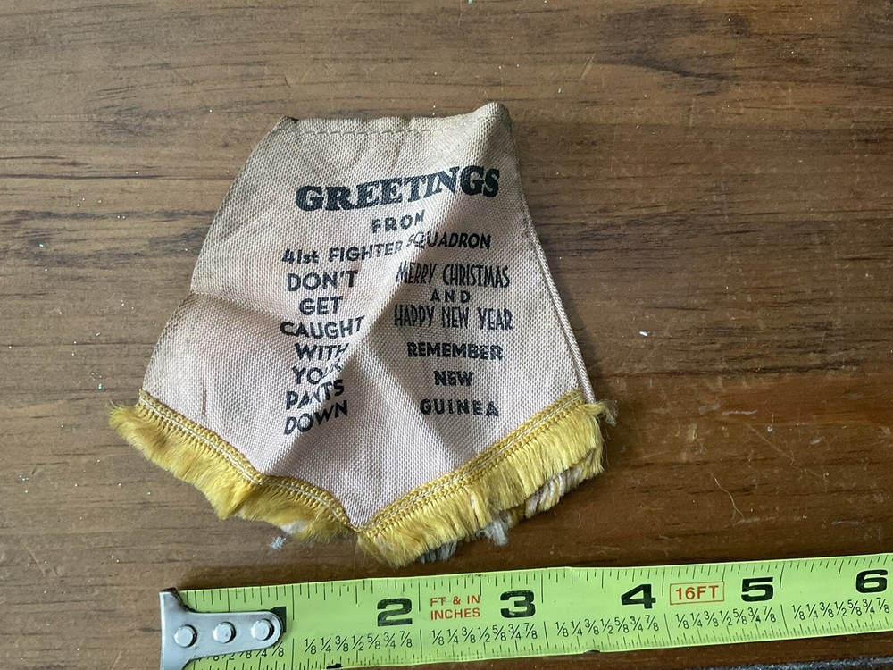 ORIG WWII DON’T GET CAUGHT WITH PANTS DOWN 41ST FTR SQ NEW GUINEA SOUVENIR