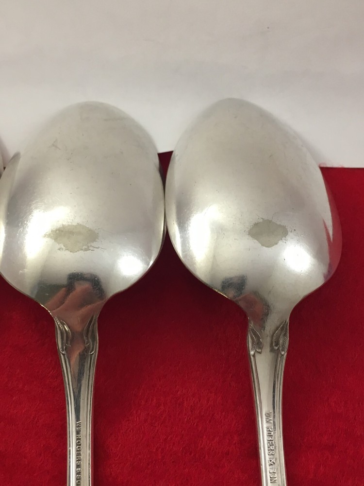 Wm Rogers & Son ARBUTUS Silver Plate 3 Solid Serving Spoons 1908 Flatware