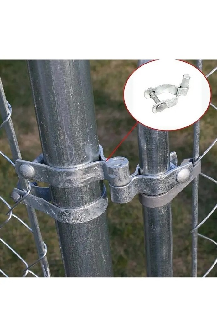 2 Pack Chain Link Fence Gate Post Hinge - Galvanized, Nut/Bolt (1-5/8 Inch)