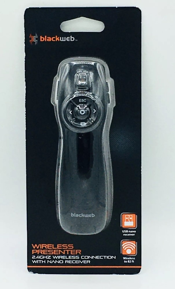 BlackWeb 2.4GHz Wireless Presenter 82 ft. Range Laser Pointer Control Powerpoint