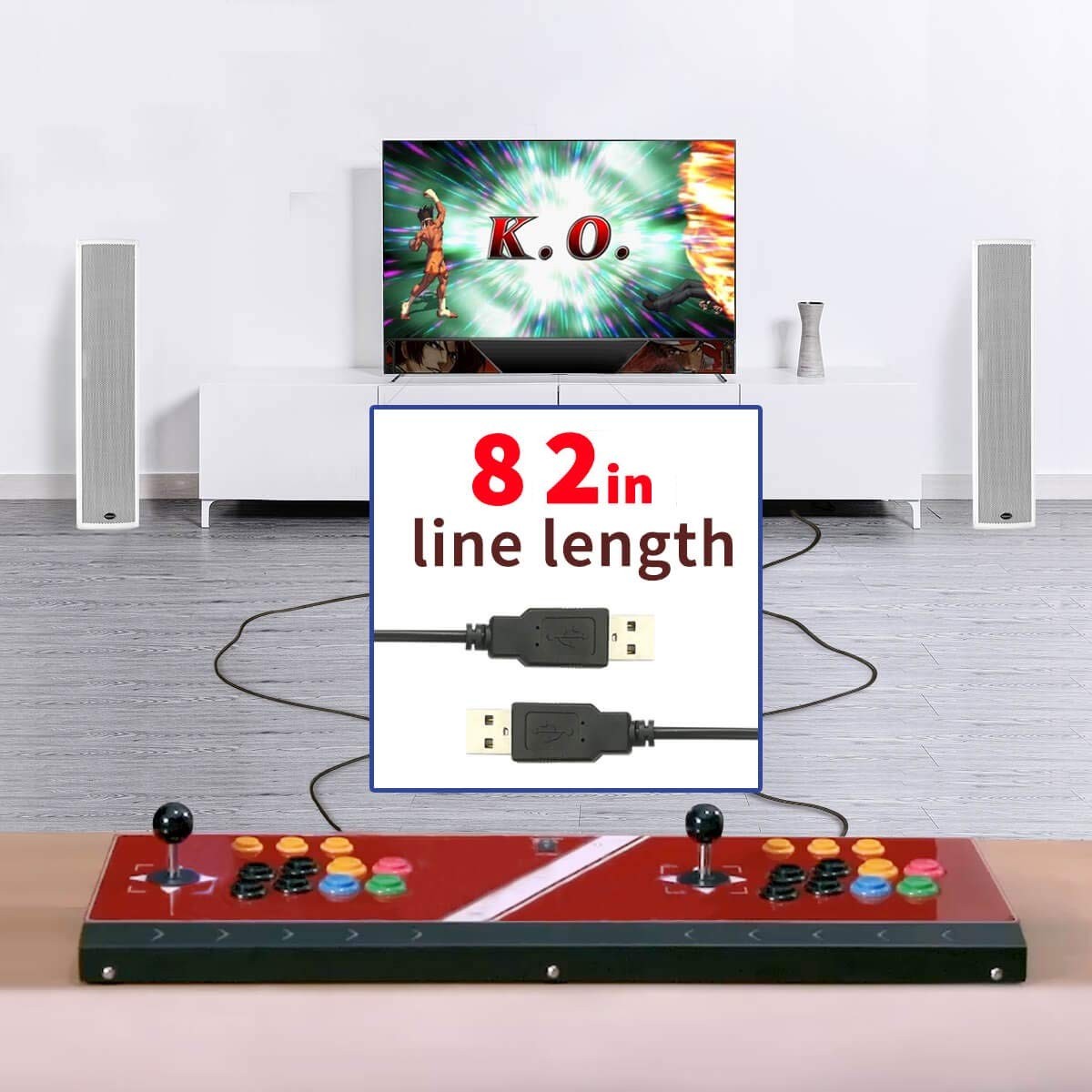 Arcade Fight Joystick 2 Players Controller Compatible with multiple platforms