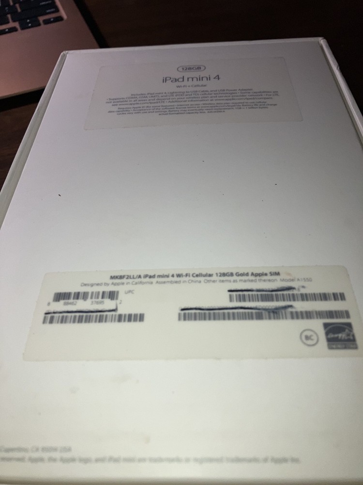 iPad Mini 4 Gen 128GB EMPTY BOX ONLY
