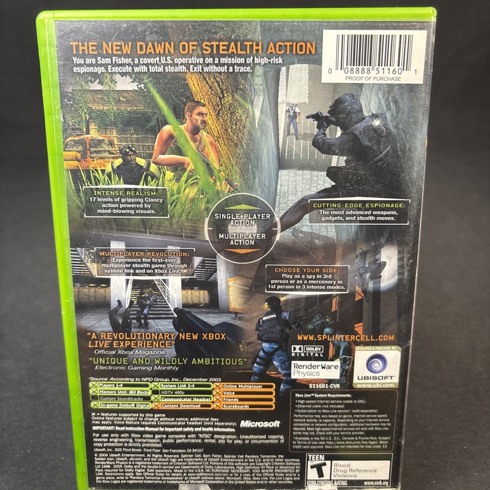 XBOX Bundle Tom Clancy's Splinter Cell Video Game & Official Strategy Book CIB