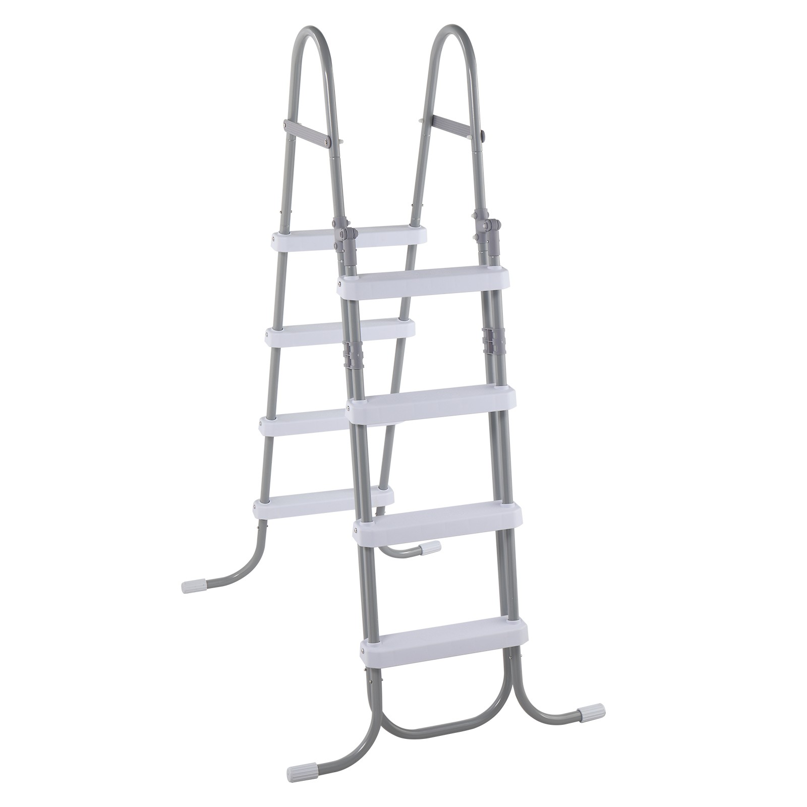 4 Steps 52in Pool Ladder Iron Grey Frame + White Steps Safety Ladder