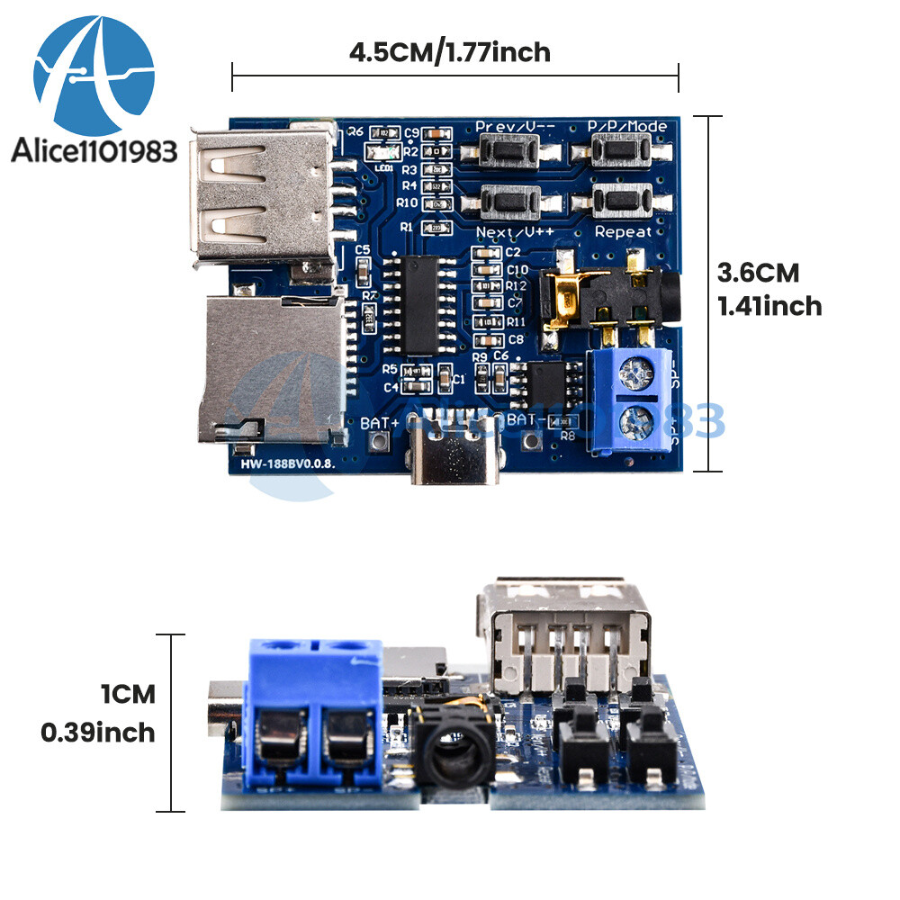 TF Card U-disk MP3 Format Decoder Board Amplifier Decoding Audio Player
