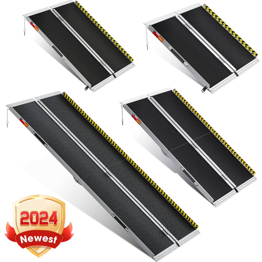 2/3/4/5/6/7/8FT Home Wheelchair Ramp Non-Skid Folding Aluminum Ramps Steps